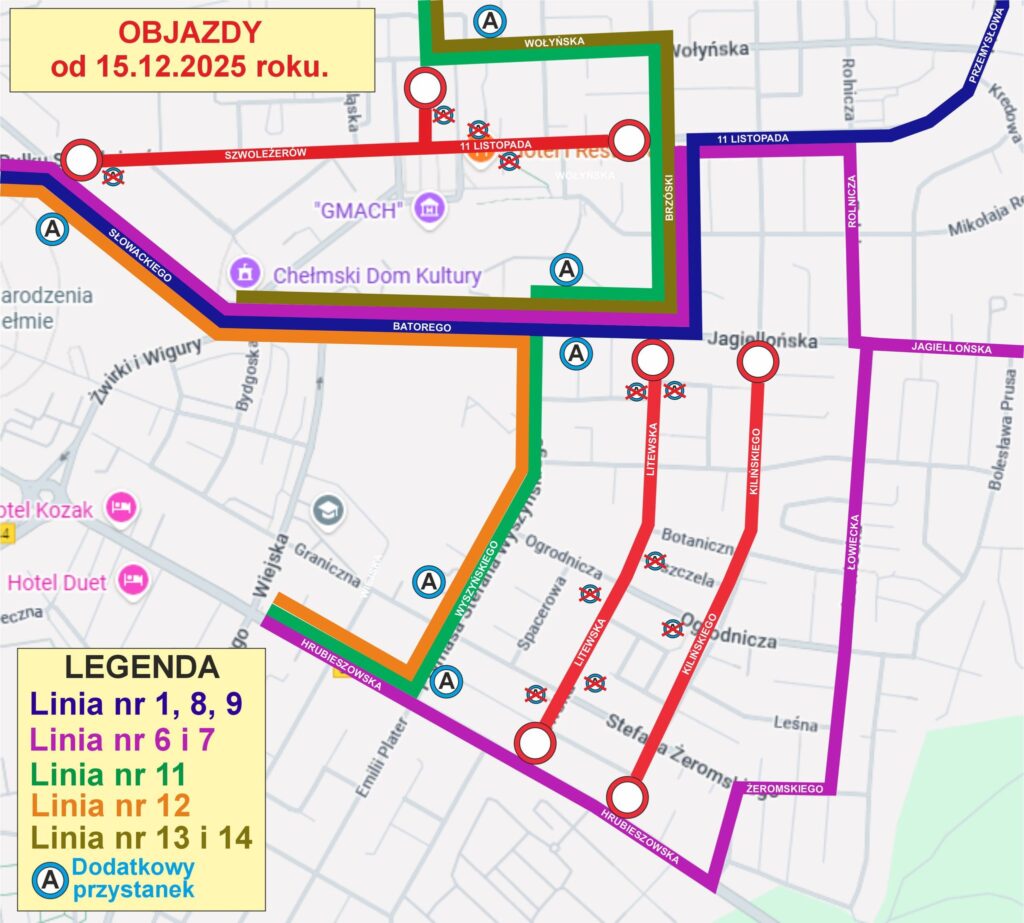 Objazdy autobusów CLA w Chełmie przed Sylwestrem