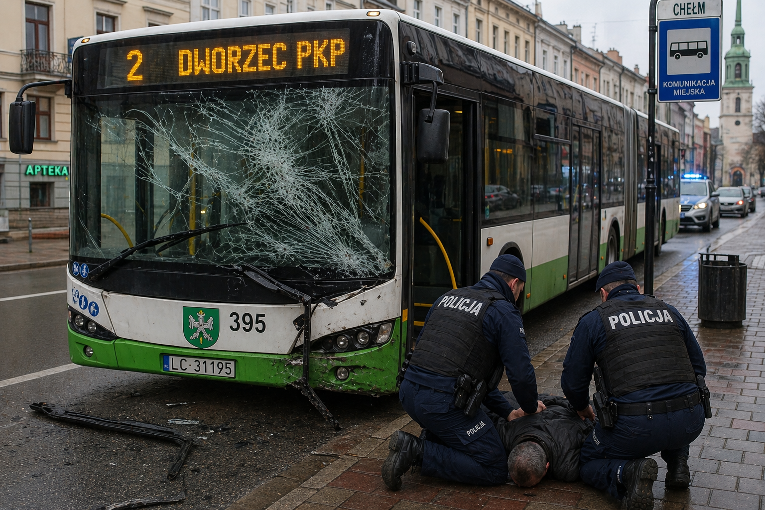 Agresywny pasażer zdemolował autobus w Chełmie. 64-latek nie żyje