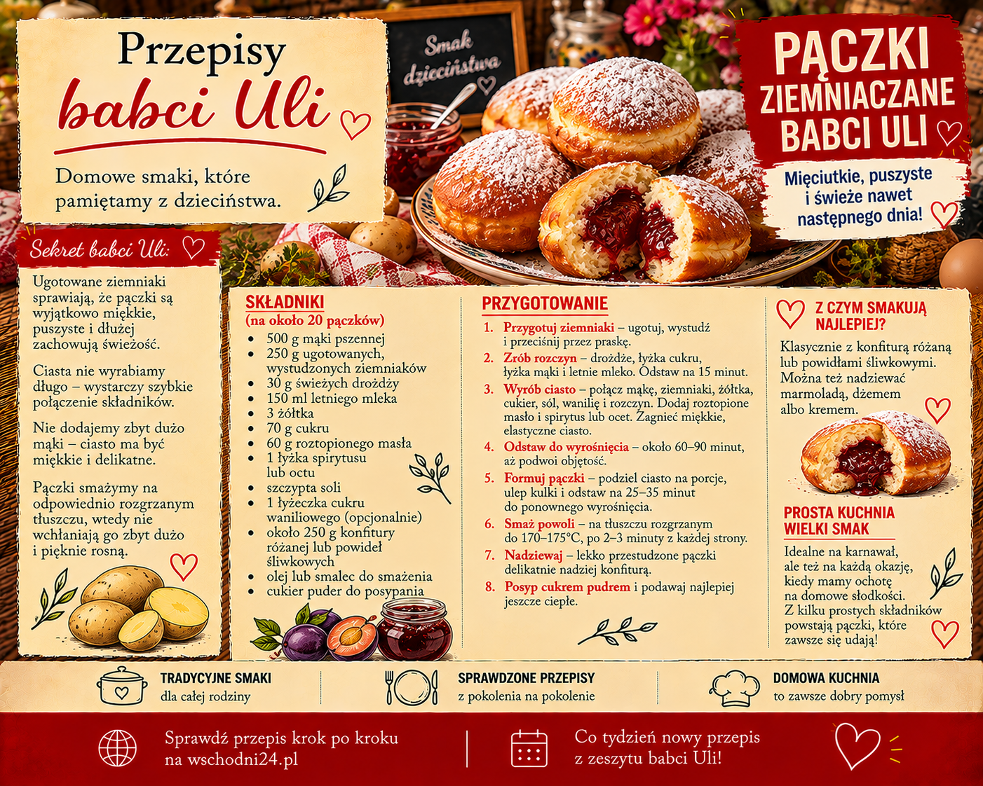 🍩 Pączki ziemniaczane babci Uli. Mięciutkie, puszyste i świeże choćby następnego dnia!